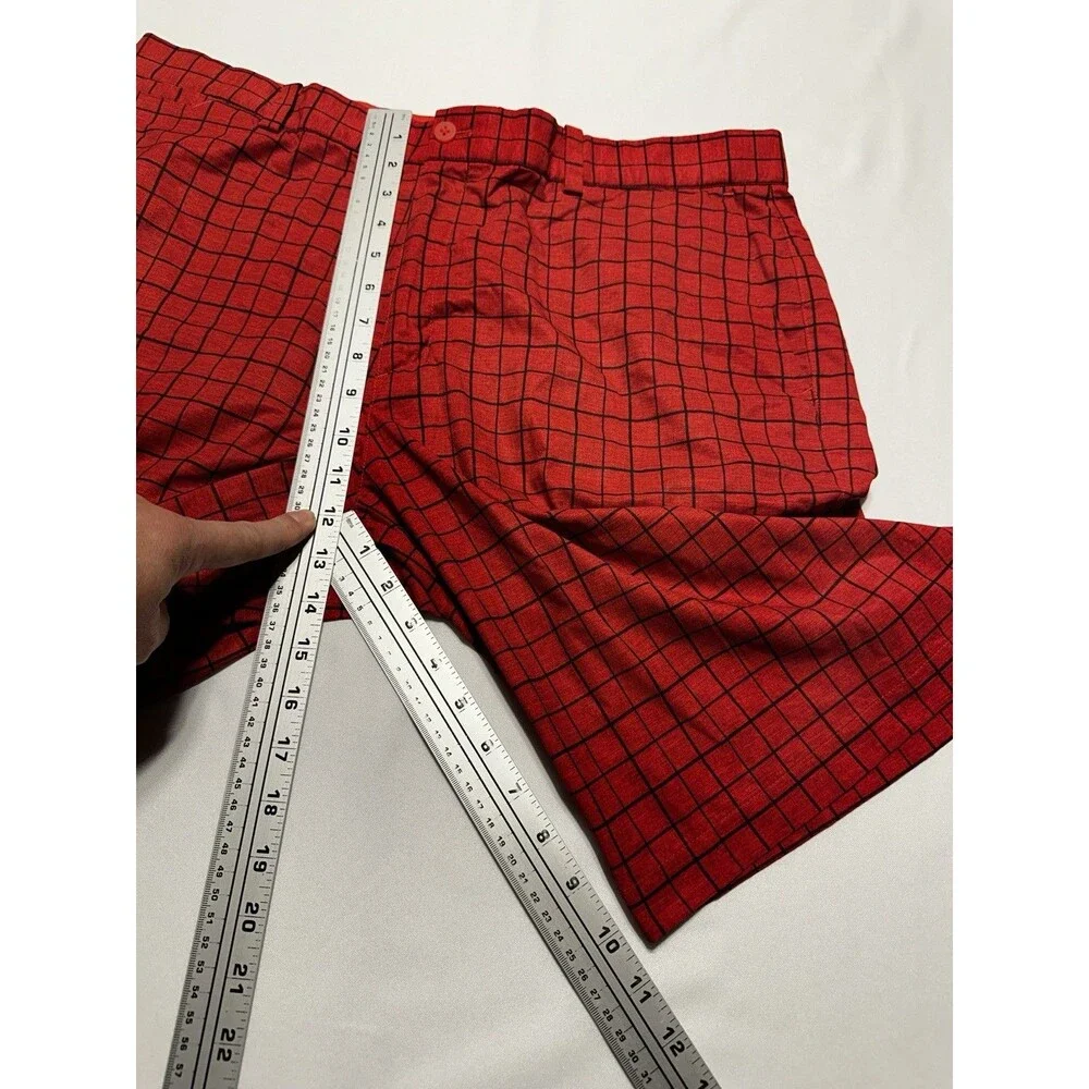 Nike Golf Shorts Mens Size 38 Red Black Grid Dri-FIT Tour Performance 639801-647